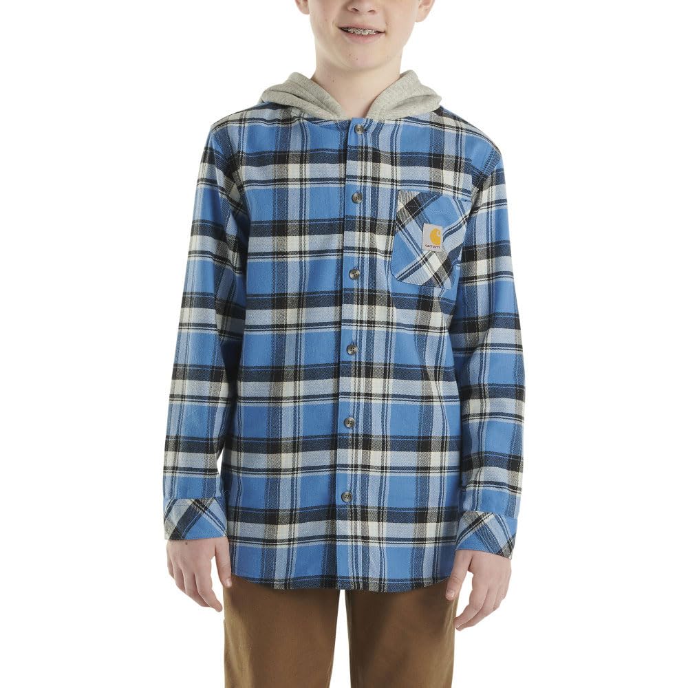 Carhartt Boys' Long-Sleeve ButtonFront Hooded Flannel Shirt